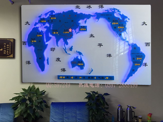 世界時(shí)間電子鐘/創(chuàng)意世界地圖掛鐘/酒店時(shí)差鐘裝飾鐘/大堂時(shí)鐘